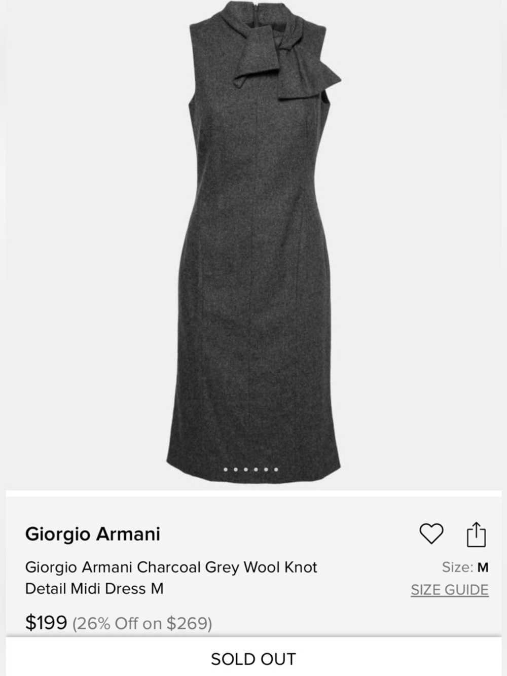 Giorgio Armani Wool Knot Detail Midi Dress Size 40 - Picture 3 of 13